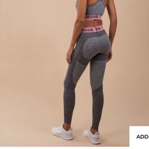 Gymshark Flex Leggings (charcoal marl/peach pink)